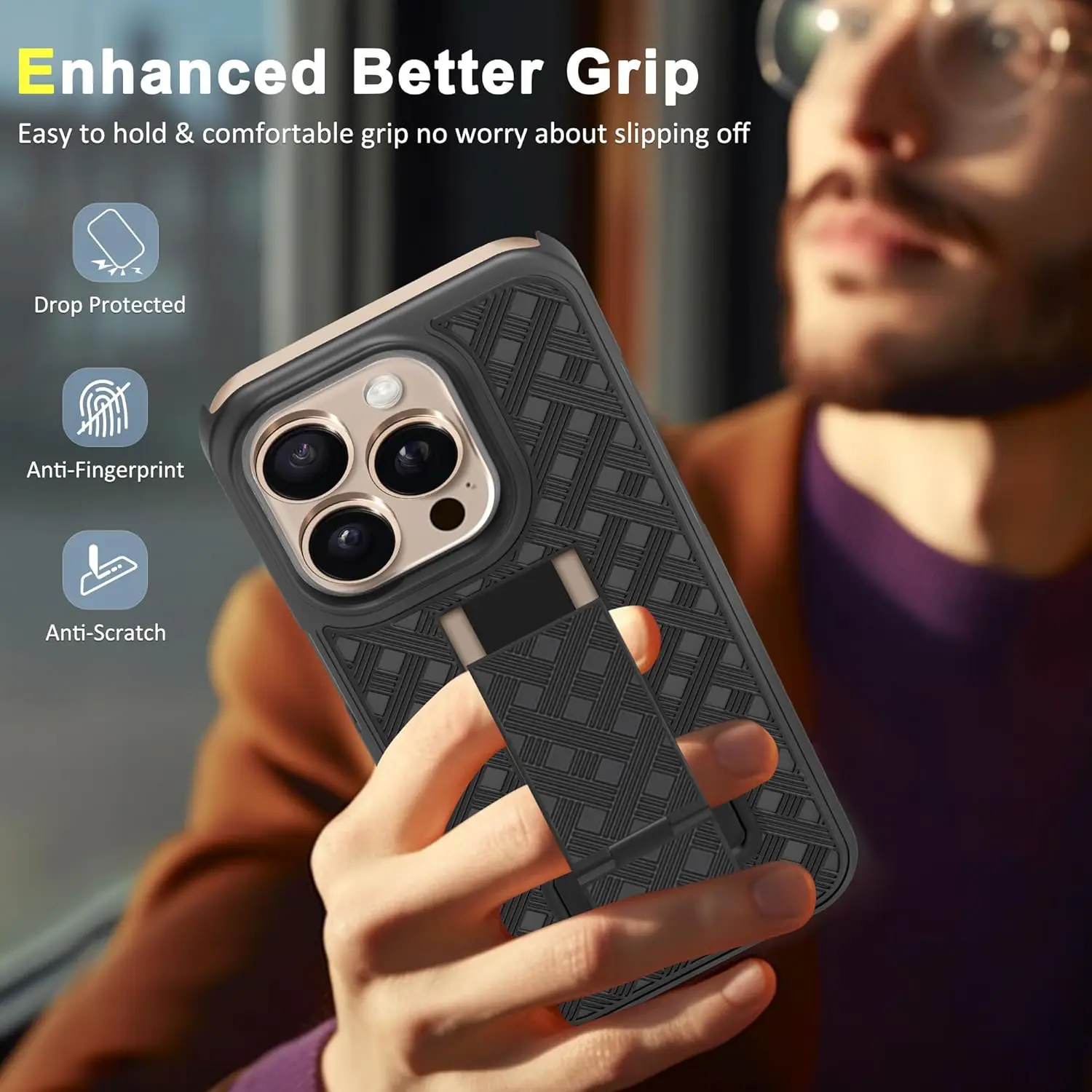 Robuste Combo Stoßfeste Armor-Gürtelclip-Holster-Hülle für iPhone 12 16 Pro Max 15 14 Plus 13 11 Cover mit Ständer und drehbarem Telefonhalter – Detail 6