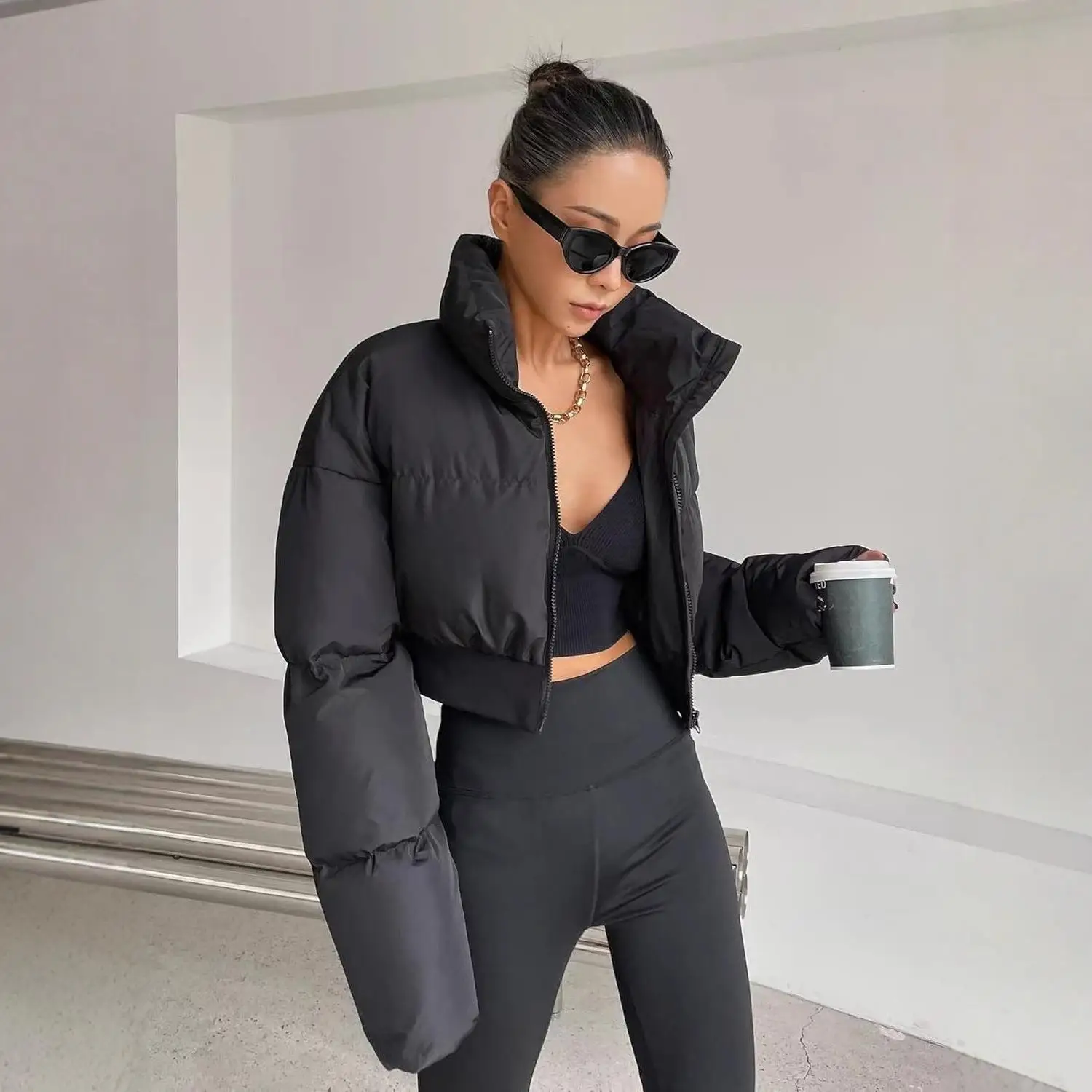 Transfrontalier Sle ort coton Jaet femmes Patchwork vêtements d'extérieur Thiened Long Sve couleur printemps Faion