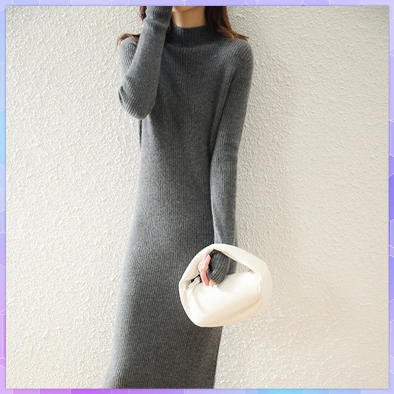 Casual Slim Women's Knitted Maxi Dress Winter Warm Long Sleeves Pencil Elegant Bodycon Party Long Dresses Платье Женское