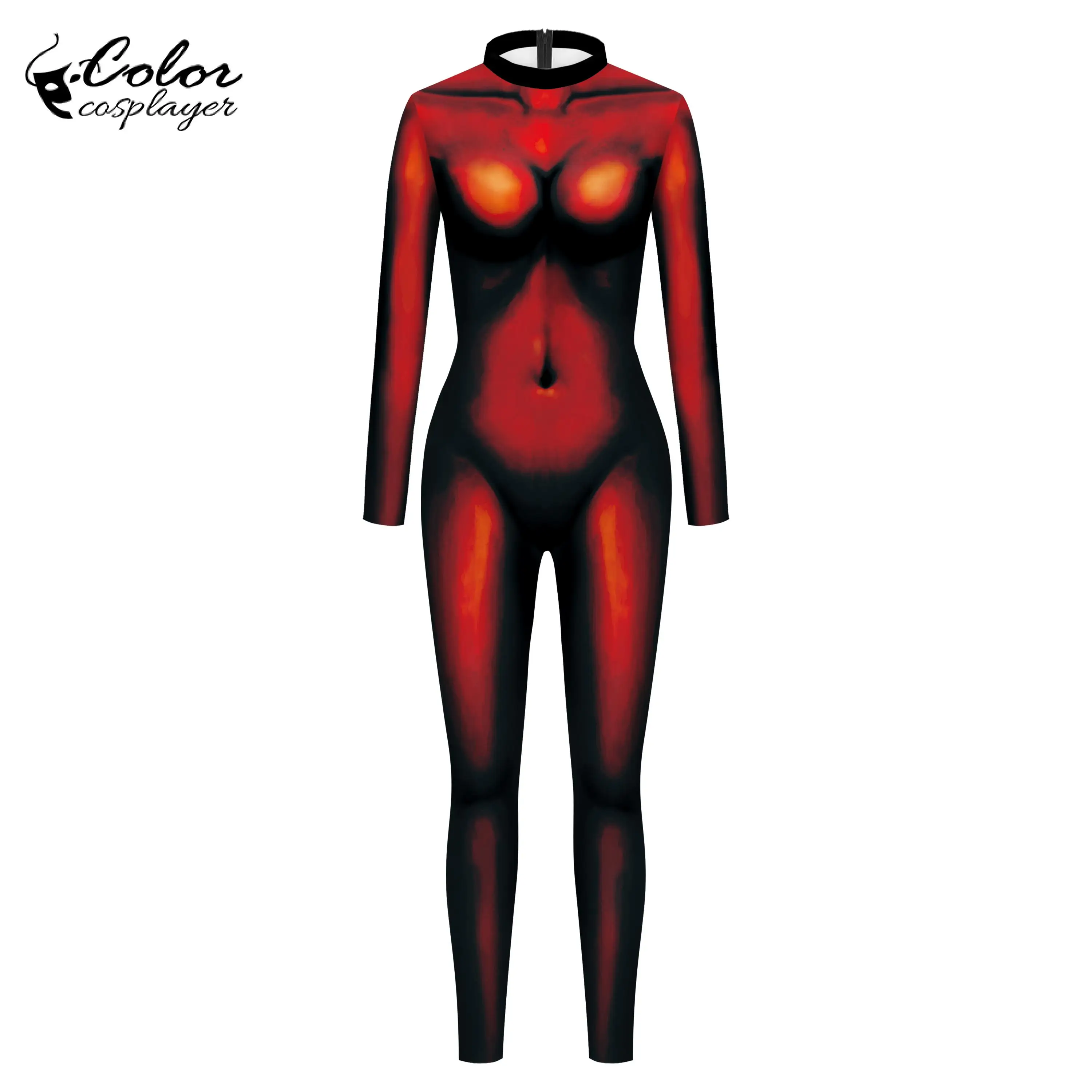 Color Cosplayer Peculiar Sexy Women Jumpsuit Halloween Party Cosplay Costume Adult Gothic Catsuits 3D Printing Women Bodysuit