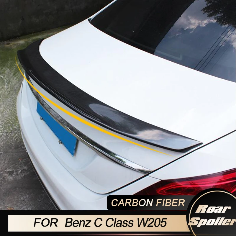 Car Rear Trunk Spoiler Wing for Mercedes-Benz C Class W205 C200 C43 C63 AMG Sedan 2015-2019 Rear Spoiler Wing Lip Carbon Fiber