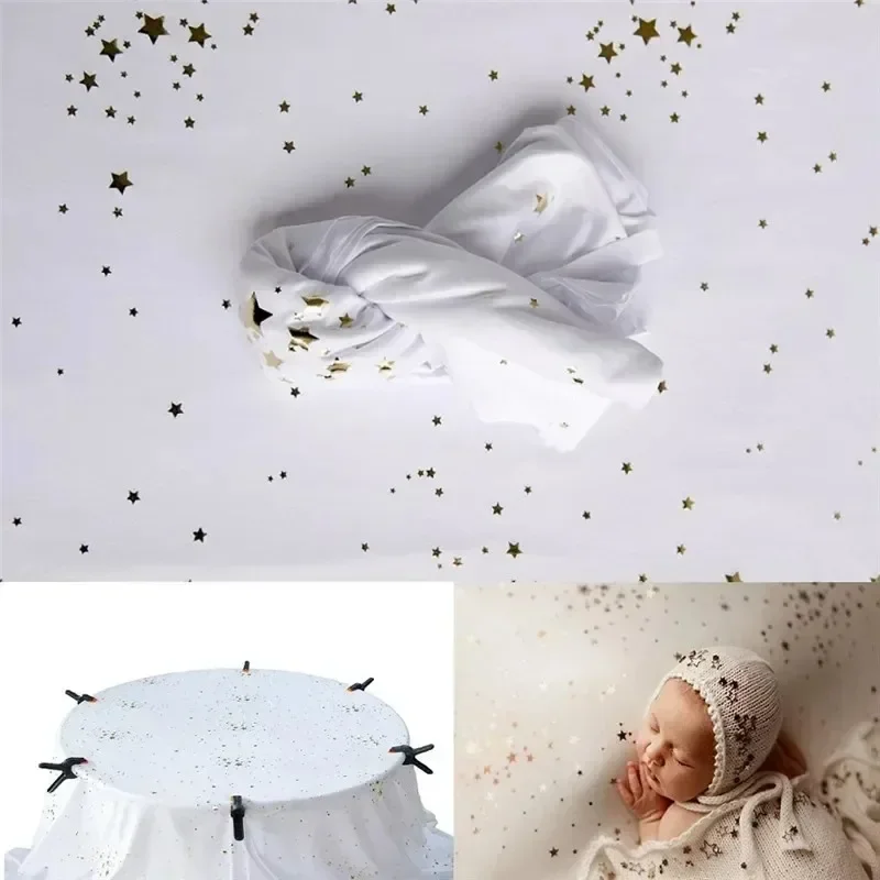 Newborn Photography Blacket Gilding Starry Sky Stretch Wrap and Backdrop Cushion Cloth Props Studio Decor Photoshoot Accessories