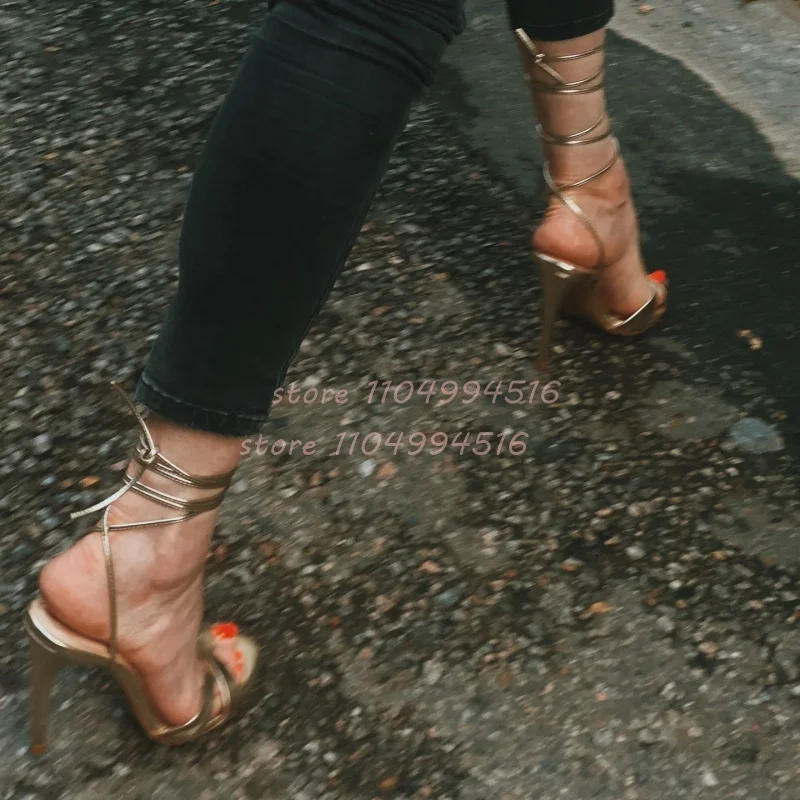 الذهب المسامير T-حزام Slingback رقيقة عالية الكعب النساء المفتوحة تو مشبك حزام الصنادل جوفاء موضة العصرية صنادل طراز جلاديتور الحفلات #3