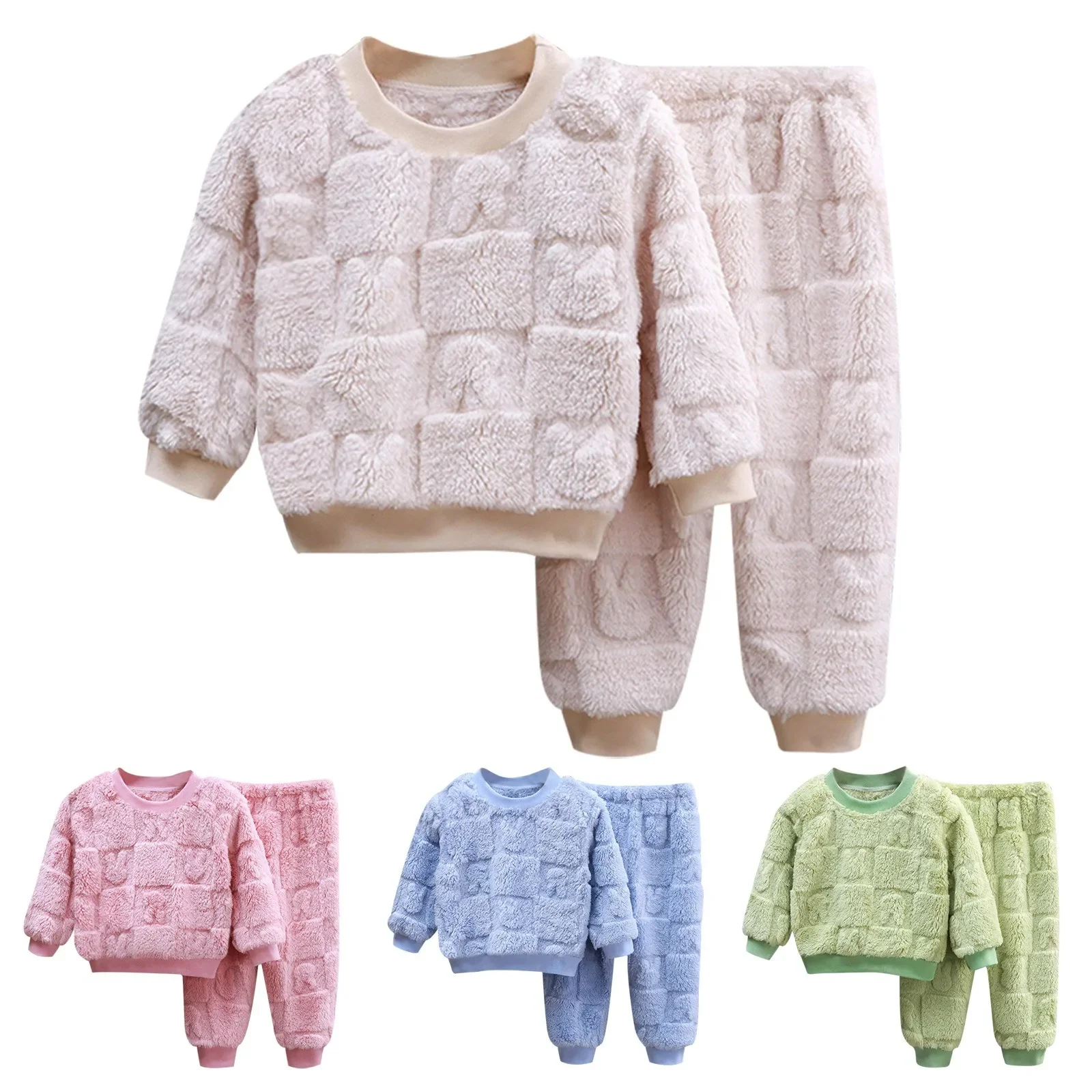 Comfortable Long Sleeve Baby Boys And Girls Clothing Set Kids Suits Winter Fleece Tops + Pants Tracksuit Warm Children Outfits