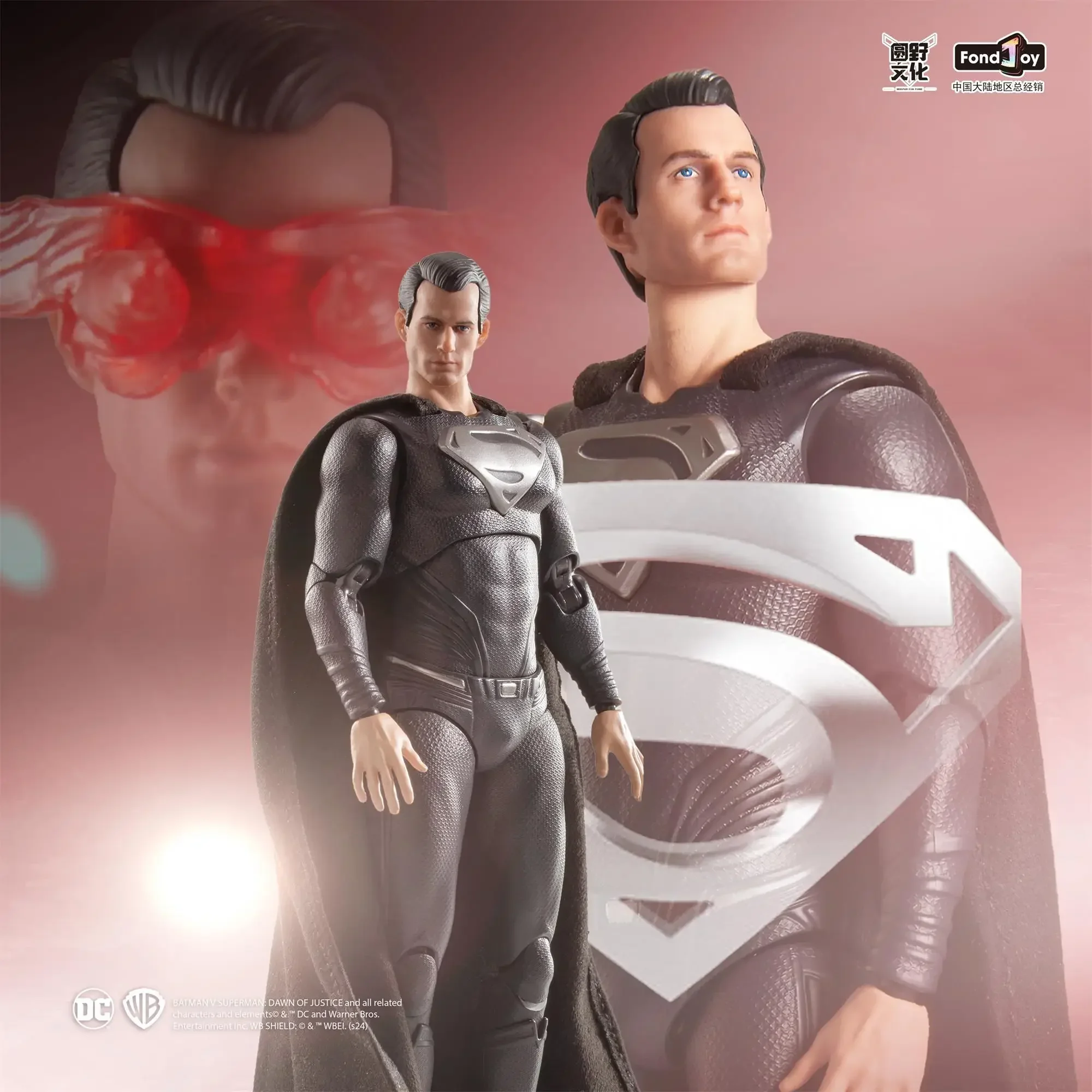 Original Fondjoy Dc Authentic Authorization Justice League 1/9 Black Superman Handmade Joint Moving Dolls Model Toys Gifts