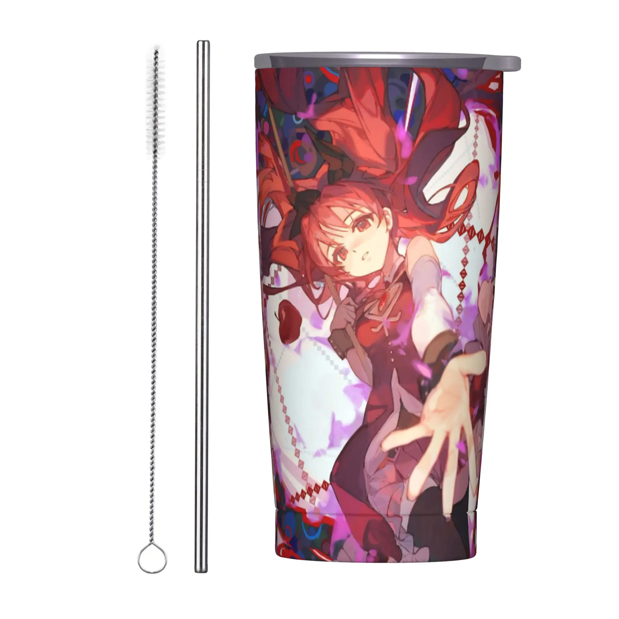 

Kyoko Puella Magi Madoka Magica Insulated Tumbler with Straws Lid Stainless Steel Thermal Mug Double Wall Car Bottle Cup, 20oz