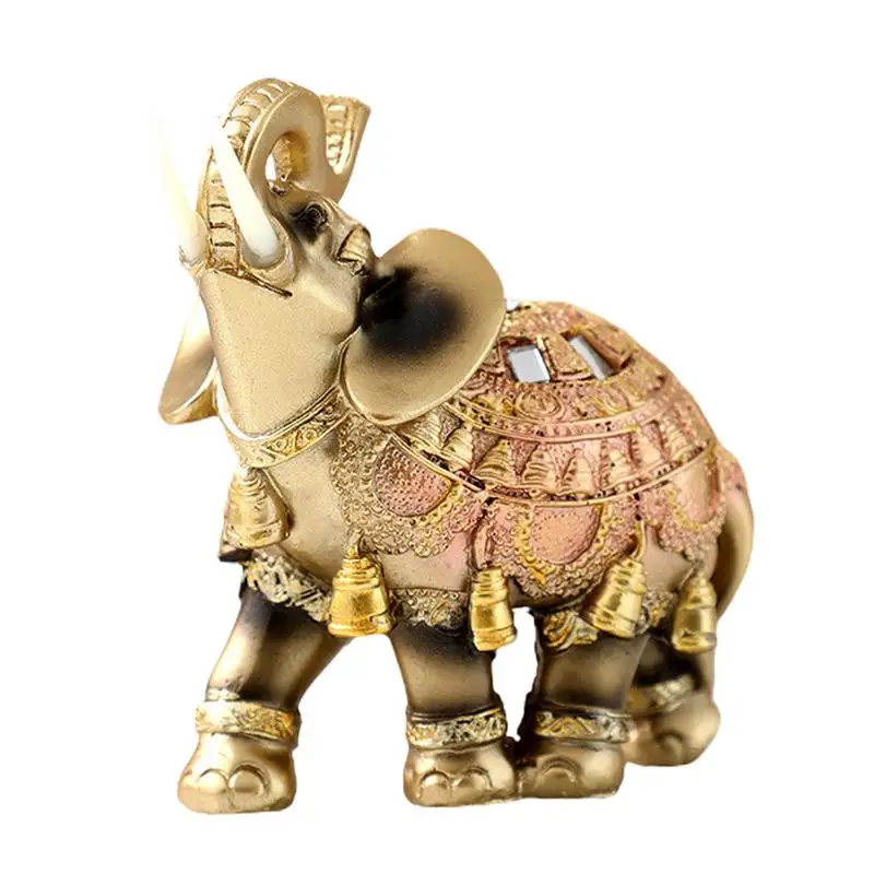 Resin Elephant Statue Ornament Home Decoration Accessories Retro Coppery Elephant Sculpture Figurine Crafts Desktop Home decor