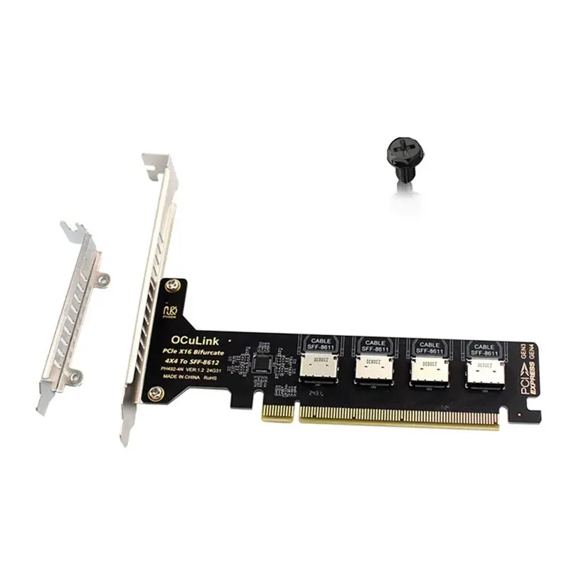 A53M-Pcie X16 Split 4 Ports SFF8611 Oculink Expansion Card For Mainboard Expansion