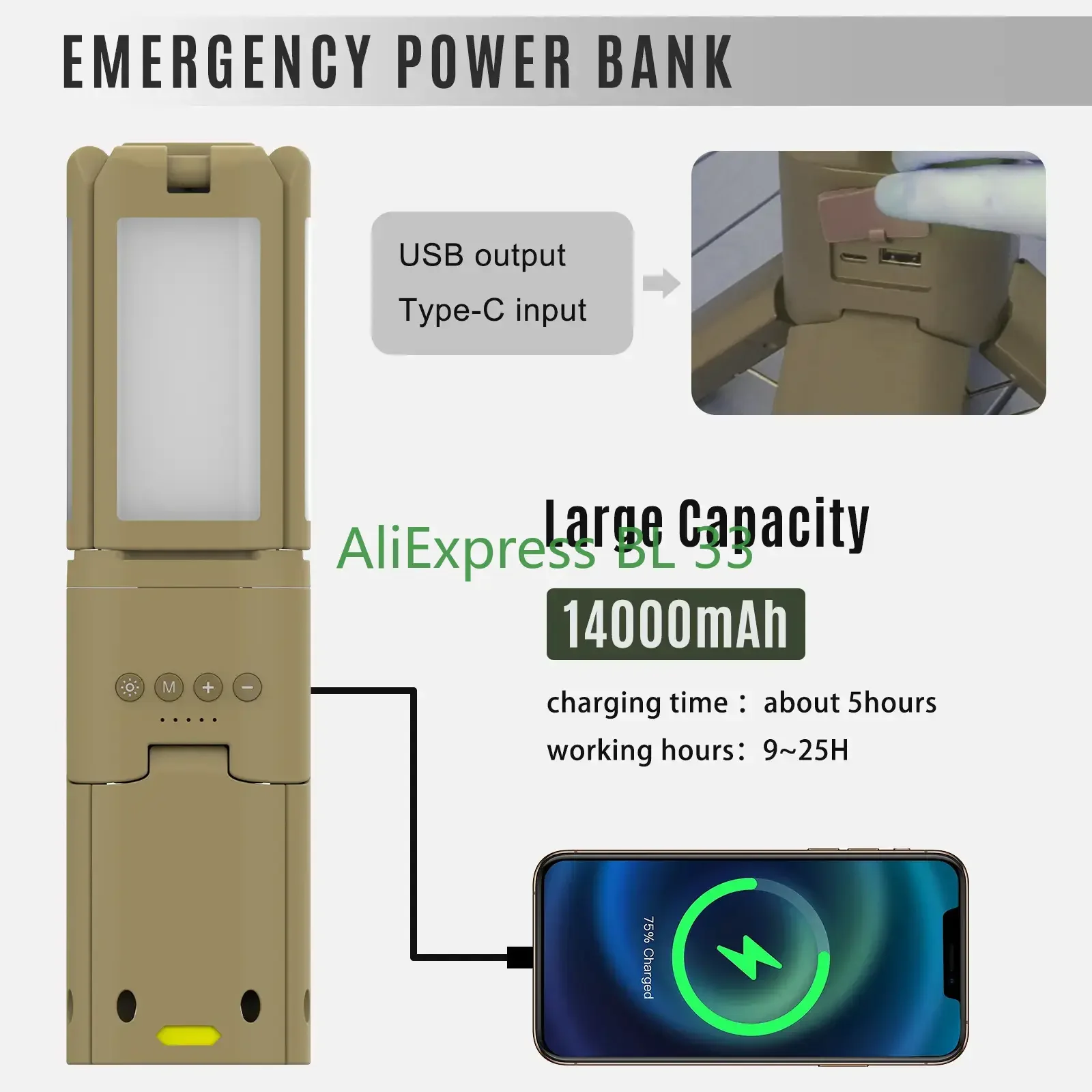 Retractable Camping Light Rechargeable 14000 MAh LED Multifunctional Magnetic Lantern Cordless Dimmable Camping