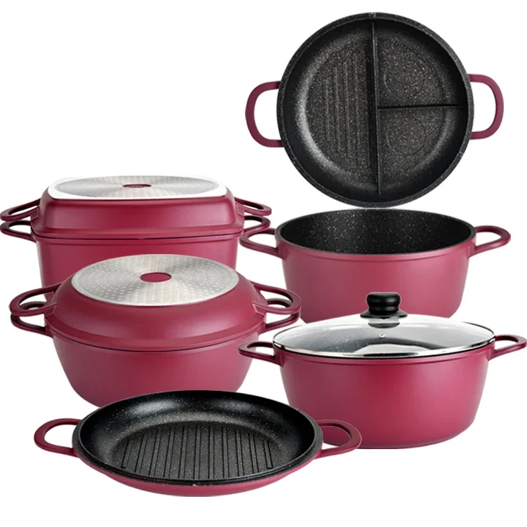 Wholesale Kitchen Ware Cook Non Stick Soup Pot Aluminum Grill Pan Non-stick Cookware Sets