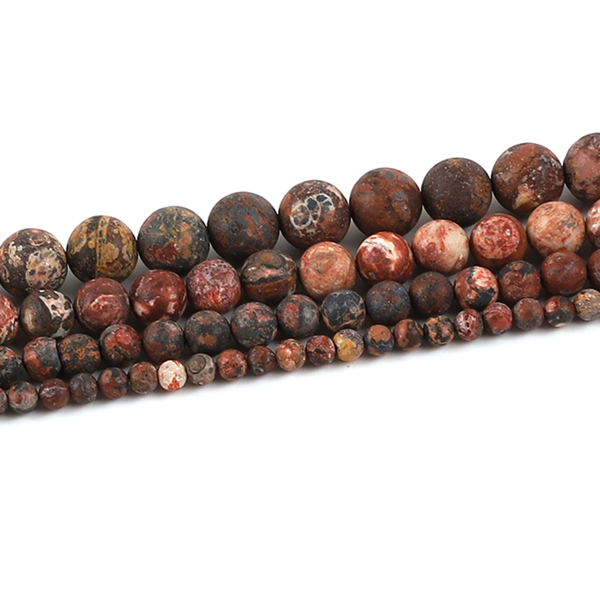 

Natural Stones Matte Red Leopard-Print Pacer Round Loose Spacer Beads For Jewelry Making DIY Bracelets Necklace Dull Polish Bead
