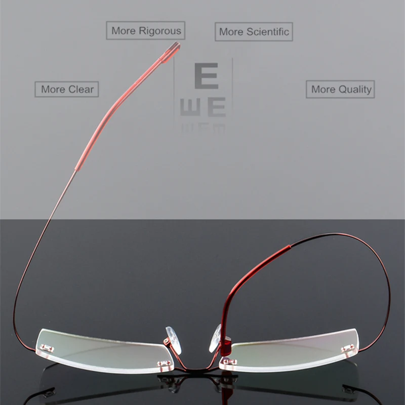 Rimless Prescription Glasses Myopia -0.5 to -8.0 Men Women Elastic Alloy Nearsighted Spectacles Sphere Cylinder Available F099