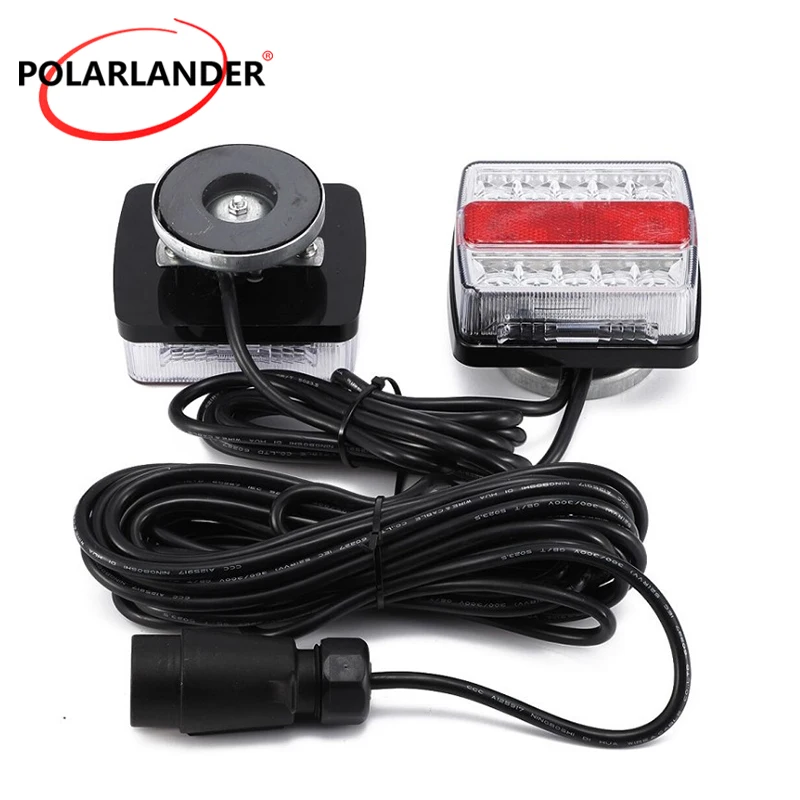 IP68 Waterproof Magnetic LED Trailer Tow Light Kit XF9002 16+16 LED Beads Dual License Plate Warning Indicator Lamp 7‑Pin Plug
