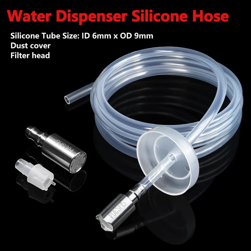 6mmx9mm Food Grade Silicone Tube with Dust Cover Hose Automatic Suction Hose Drink Pipe Universal Inlet Pipe Water Dispenser Kit