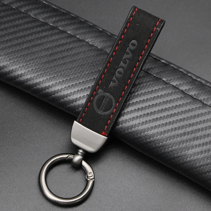 3D Metal+Leather Keychain Key Chain Ring Key Holder Auto Accessories For Volvo XC90 XC60 C30 T6 S60 C70 XC40 V40 XC70 V70 V60