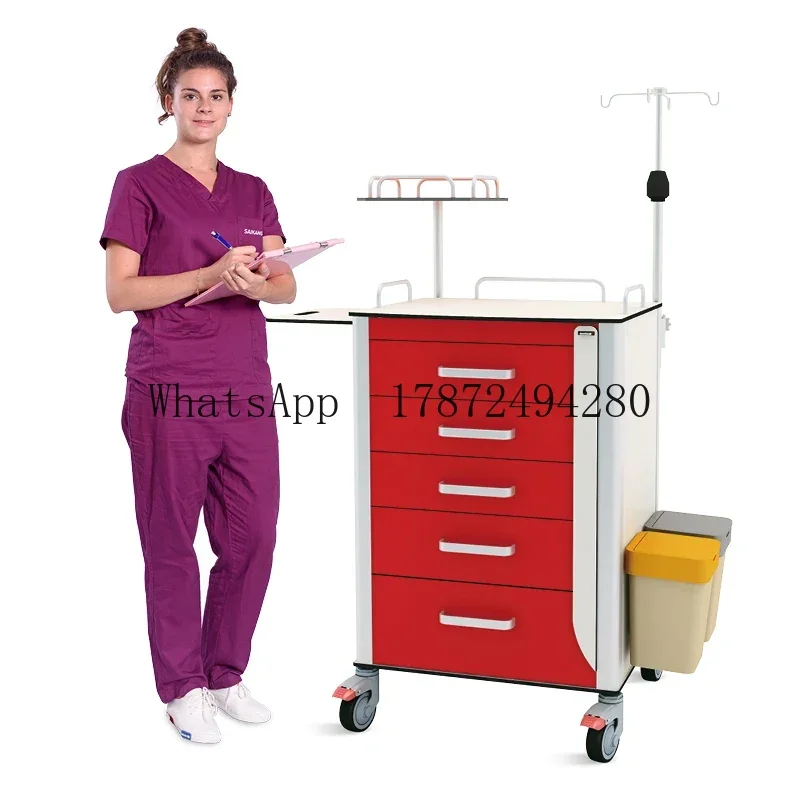 Factory Phenolic Resin Hospital Drug Cart Medical Emergency Trolley