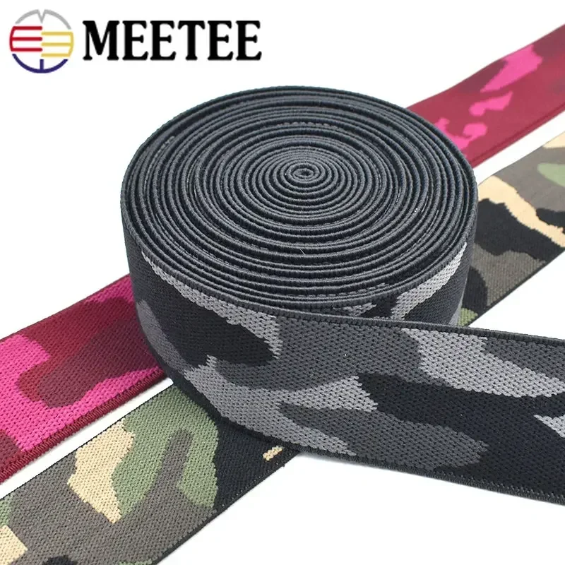 2/5Meters 38mm Camouflage Elastic Bands Jacquard Ribbon Belt Clothing Bra Pants Belts Stretch Rubber Band DIY Sewing Accessories