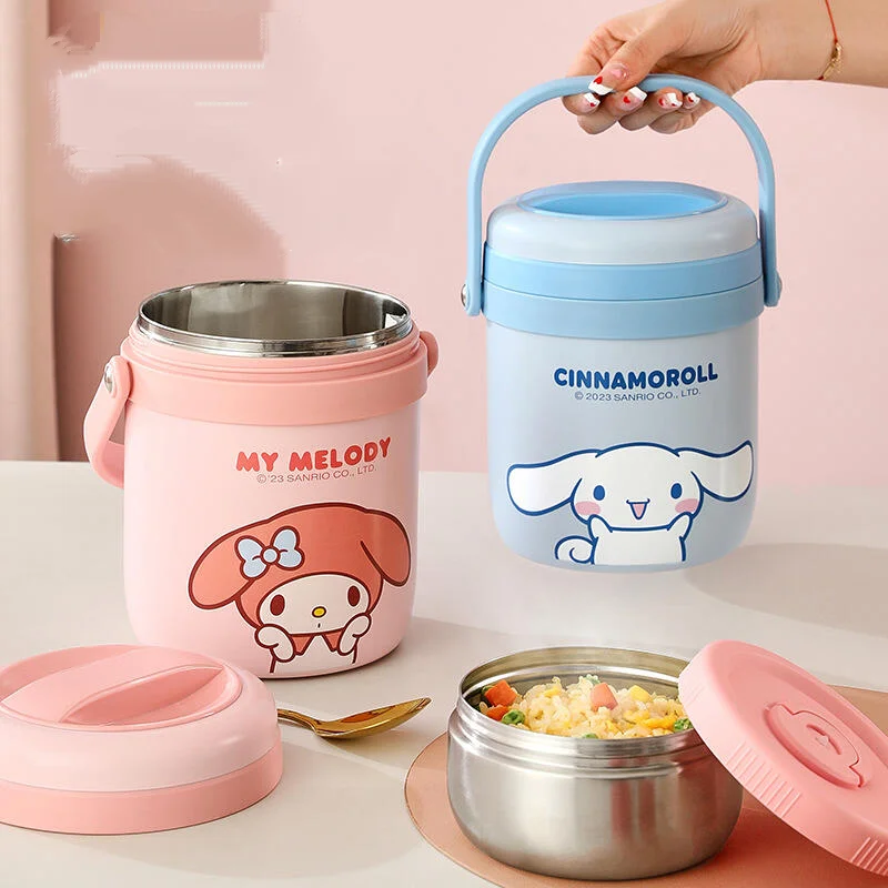 

Sanrio Hello Kitty долговечный термоконтейнер для обеда Kawaii аниме студенческий офисный работник зимний портативный изолированный контейнер Sus 304