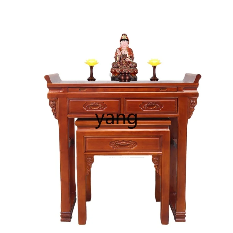 

LXL Buddhist Hall Altar Buddha Shrine Simple Solid Wood Modern Chinese Style Entrance God of Wealth Middle School Table