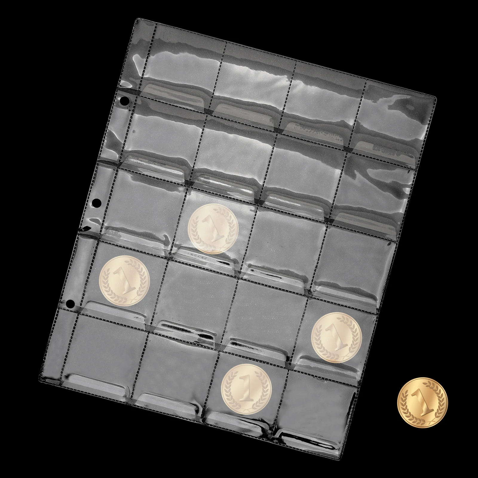

4 Pcs Coin Collection PVC Clear Pockets Protect Scratch Damage Binder Pages Storage Items ganizer