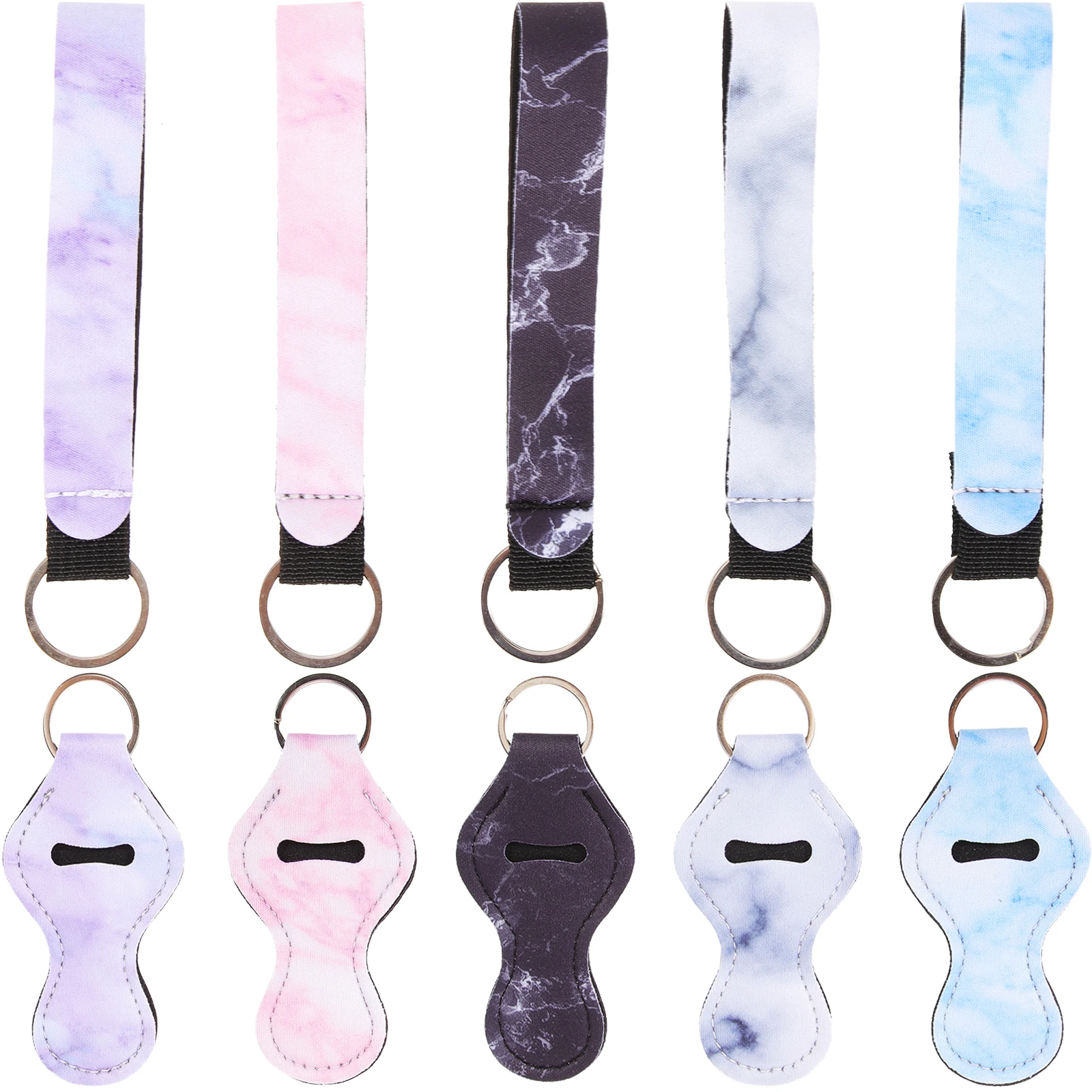 

10 Pcs Keychain Combination Lipstick Holder Neoprene Travel Pouch Rest Keys Lip Balm Storage Portable