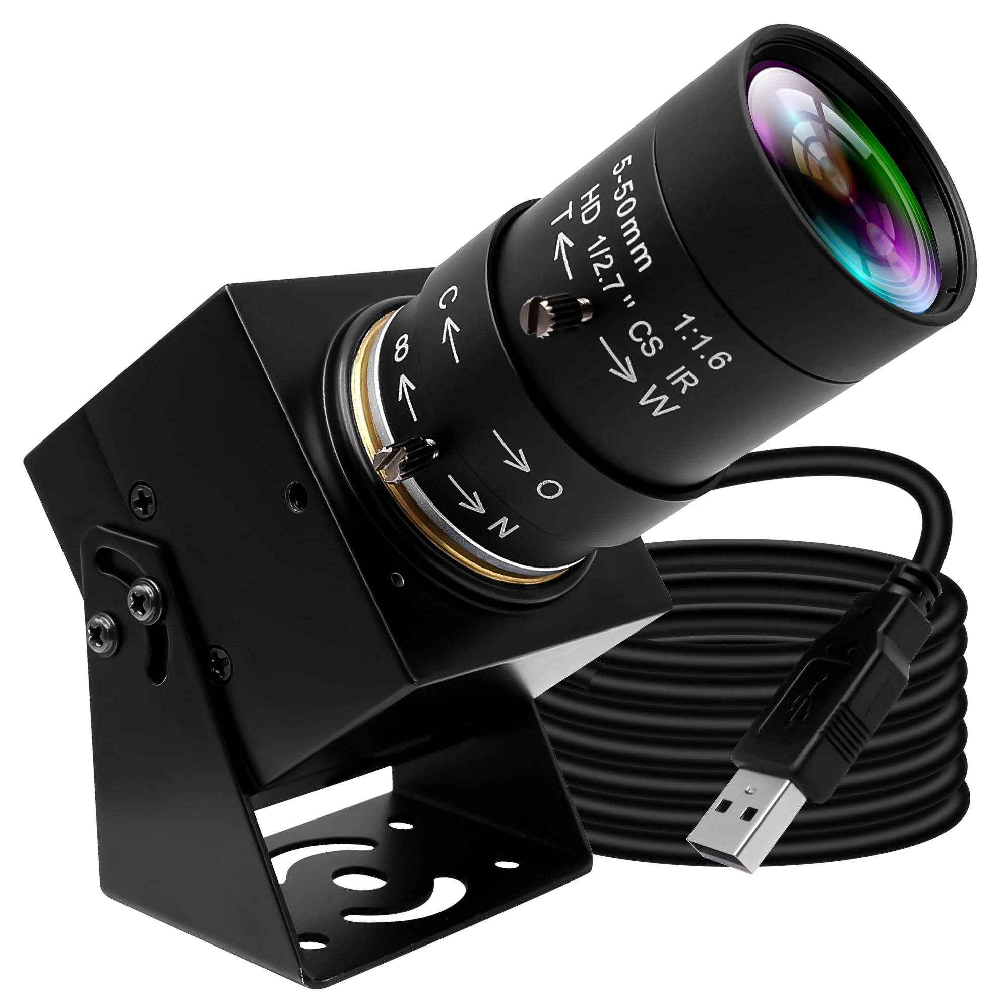 

USB-камера ELP 1200P с глобальным затвором, 1080P, 90 кадров в секунду, 10-кратный оптический ручной зум, веб-камера с объективом 5-50 мм для захвата быстрого перемещения объектов