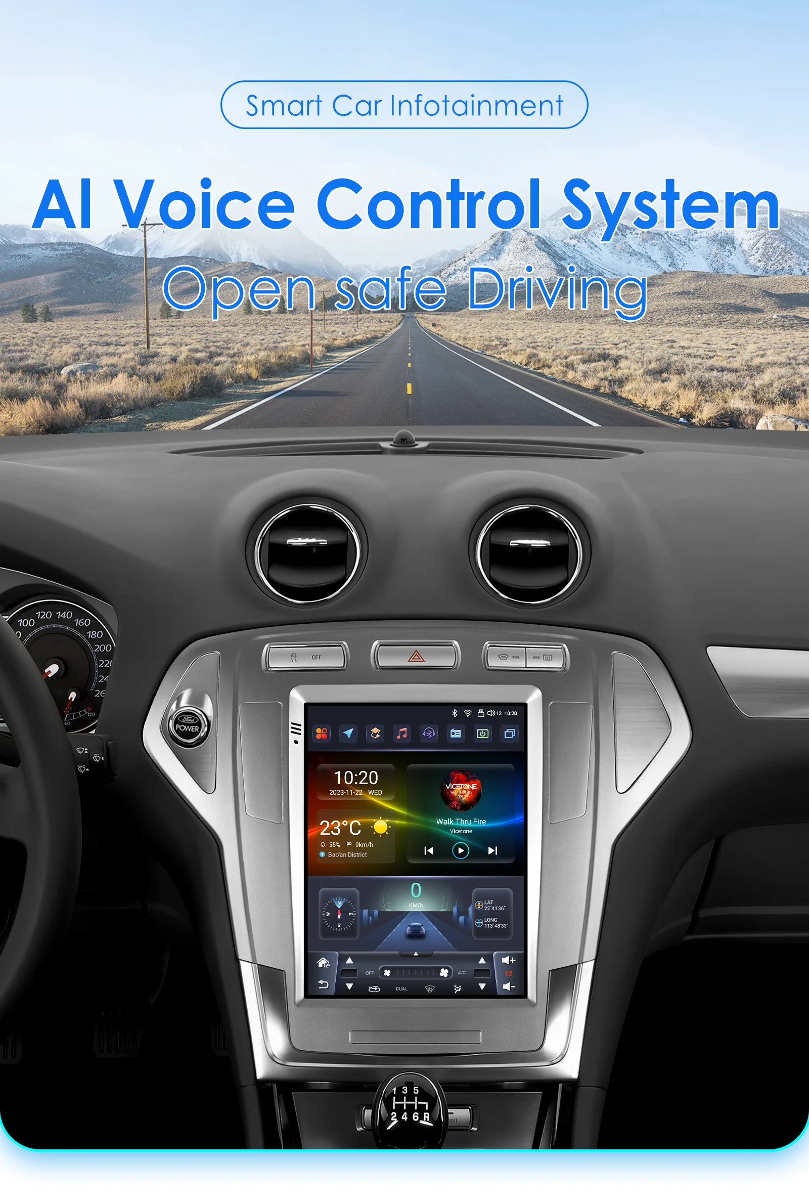 Hizpo 9.7 inch Android 14 For Ford Mondeo Mk4 Galaxy A/C 2007-2010 Car Radio Multimedia Video Player GPS 4G Wireless Carplay DSP