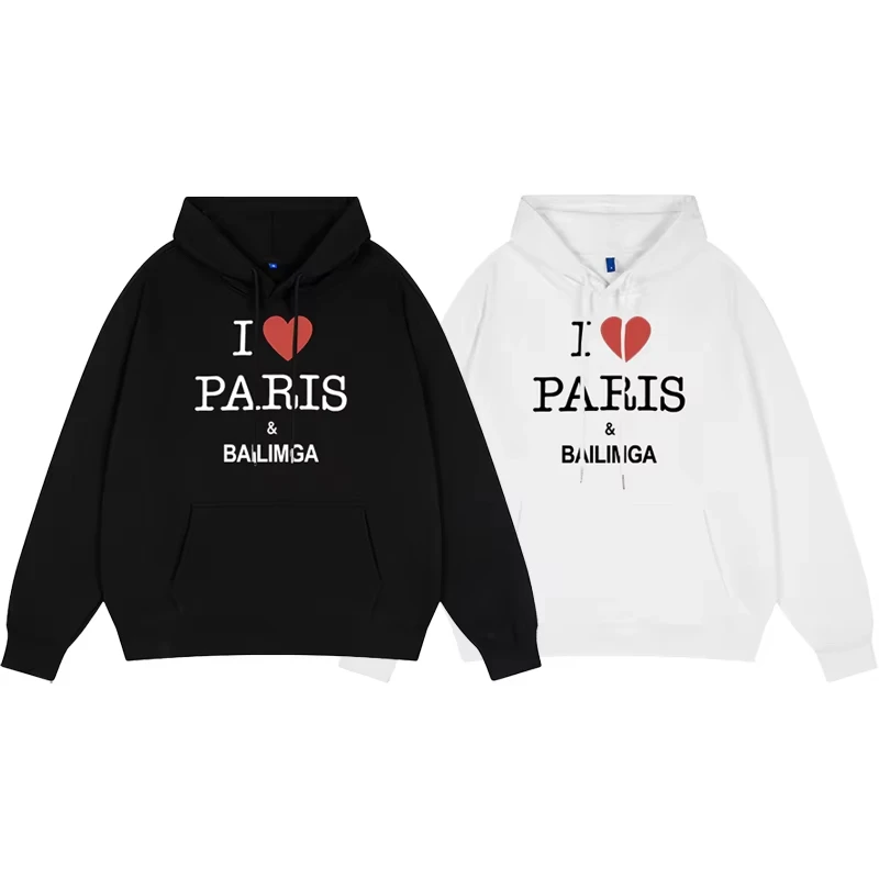 New Paris home love letter loose hundred hoodie men and women couples American autumn and winter coat trend brand