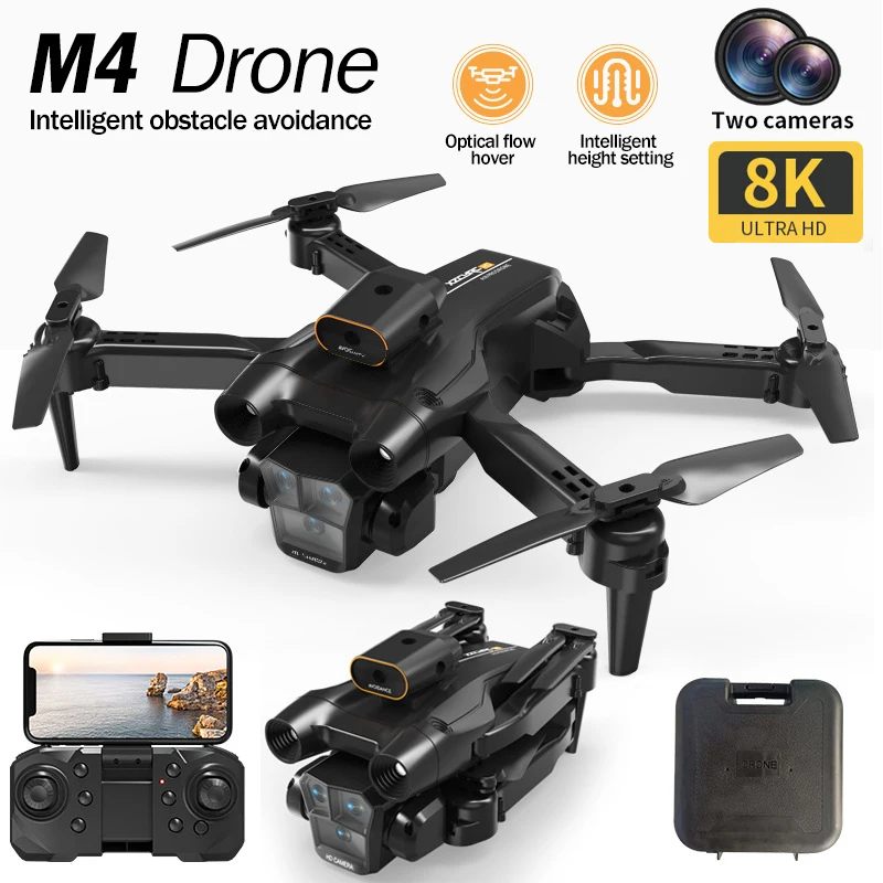 M4 RC Drone 8K Professinal With Wide Angle Triple HD Camera Foldable Helicopter WIFI FPV Four Axis aerial Photography Aircraft