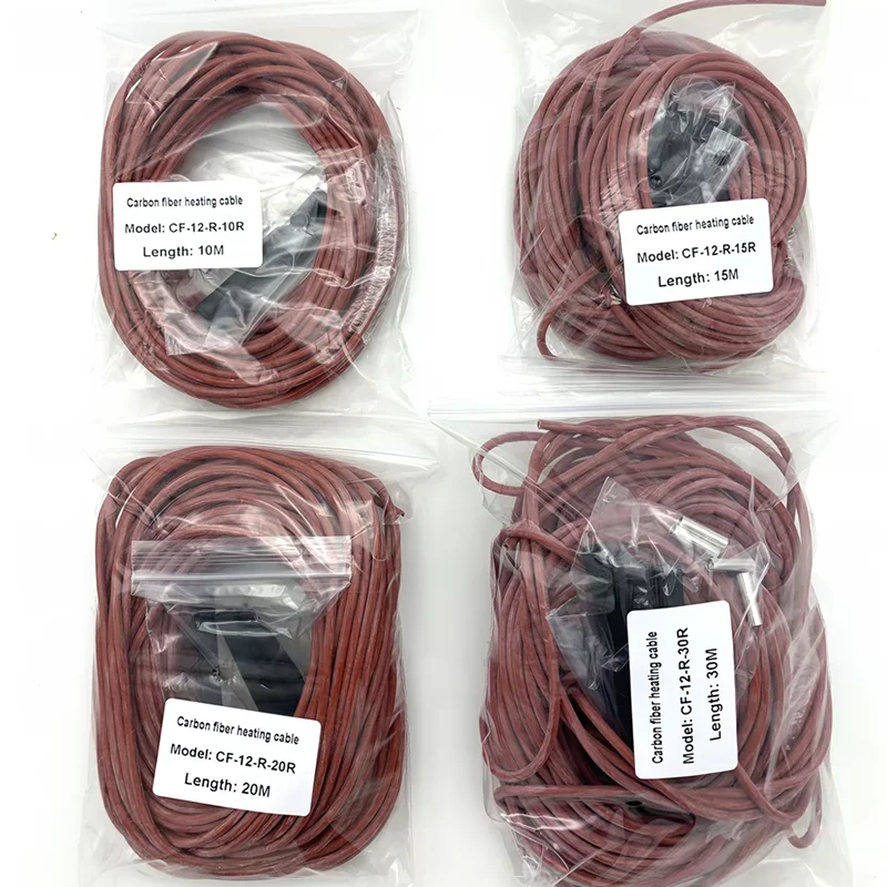 50/100/200M Infrared Warm Floor Cable 12K 33ohm/m Electric Carbon Heating Wire Coil 3.0mm Fiber Wire Floor Hotline Thicken