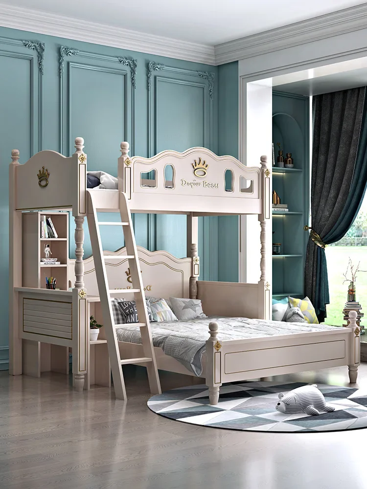 

Children's bed staggered bed, double bed, solid wood mother bed, bed, high-quality bedroom furniture.