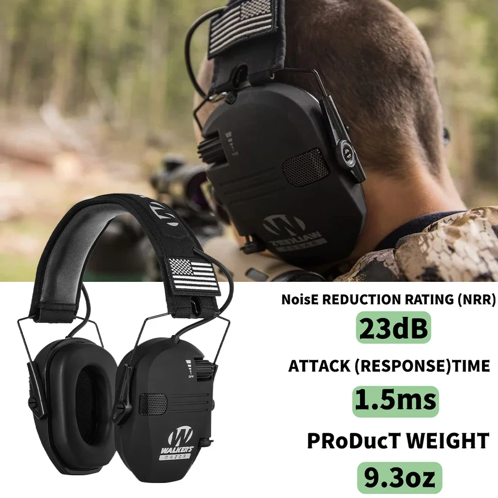 

Electronic Earmuff for Walker‘s Razor Slim Ultra Low Profile Compact Design Adjustable Range Shooting Hunting Hearing Protection