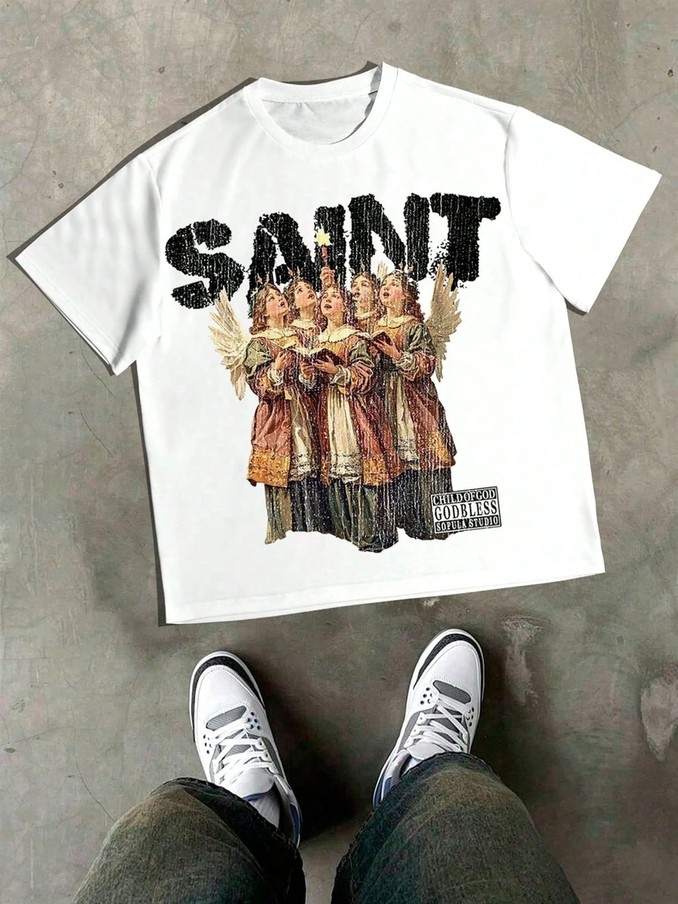 

Религиозная и ангельская графическая печать, лето, осень, зима, хлопковая мужская и женская футболка с коротким рукавом, роскошный бренд для занятий спортом на открытом воздухе