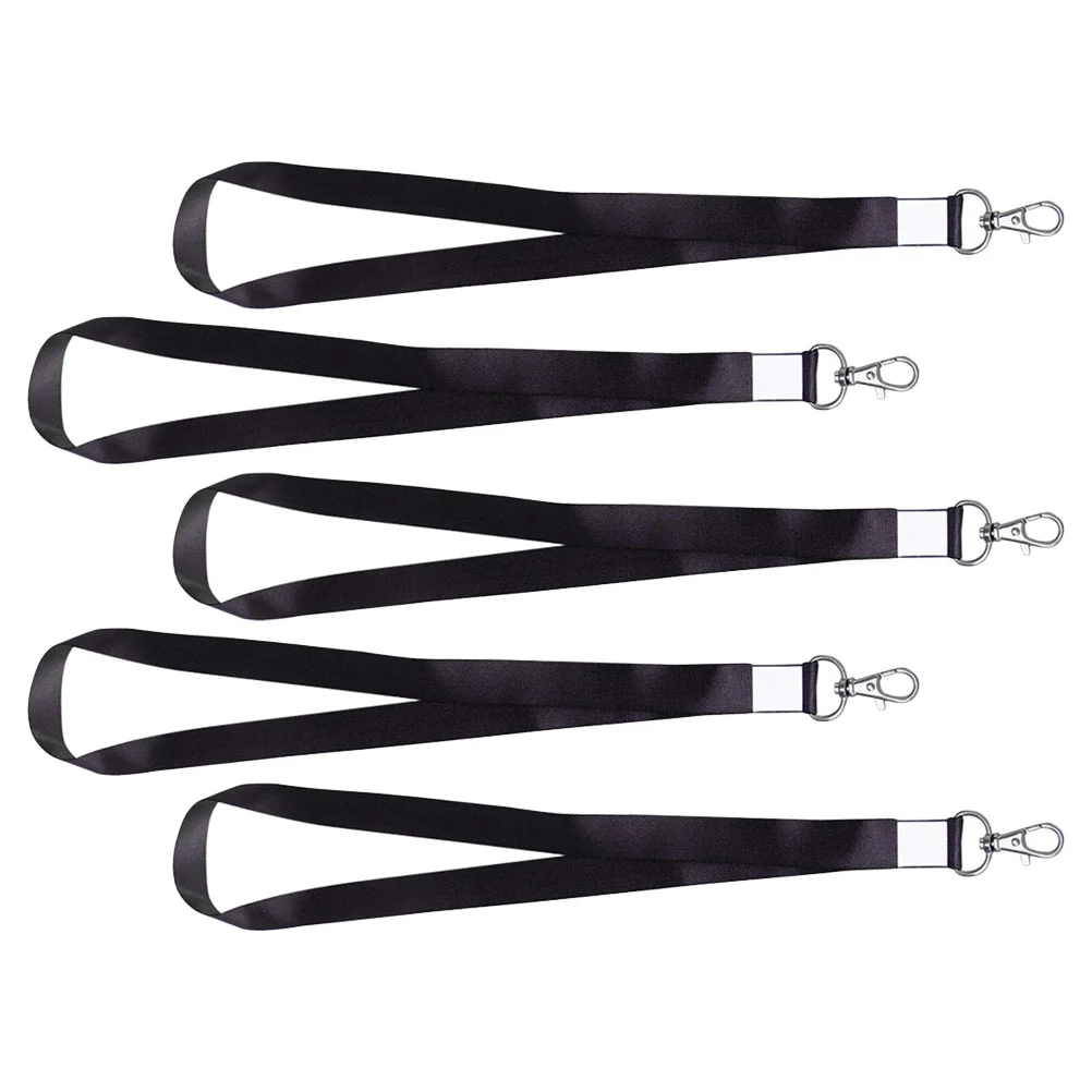 

Black Work Badge Lanyard Keychain Cord Women Neck ID Holder Wrist Strap Stainless Steel Breakaway Clasp Phone