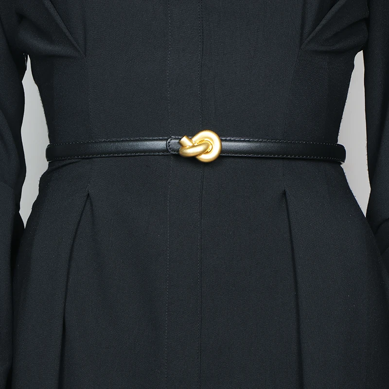 Neue Echtes Leder Frauen Mode Gürtel Hohe Qualität Metall Knoten Schnalle Bund Kummerbund Für Kleid Jeans – Detail 18