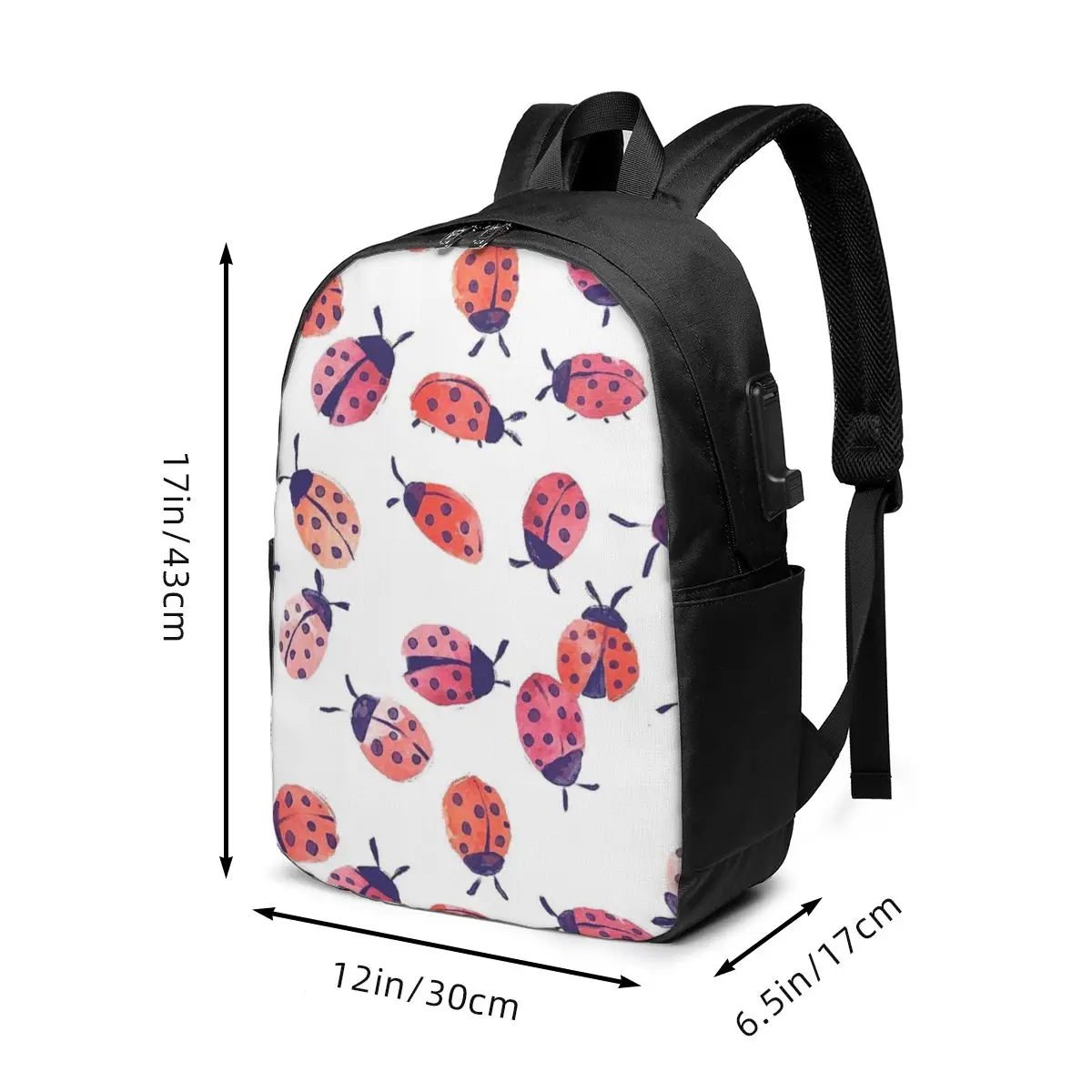 Seven Star Ladybug In Beige Background Backpack Travel Notebook Bag Computer College Student School Bag Laptop Shoulder Bags