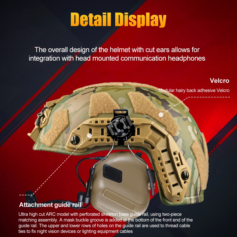 Capacete camuflado multicam PE ultraleve FAST SF - Sistema completo de forro Wendy |   Alta Proteção Civil