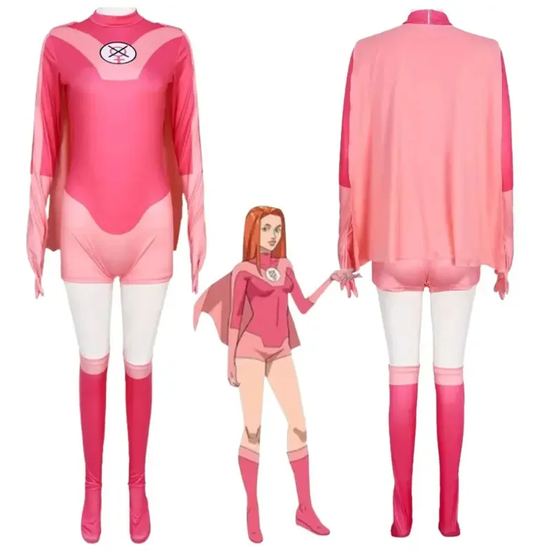 25COSInvincible Atom Eve أزياء تنكرية بذلة تمويه للنساء البالغات بدلة قفز عباءة ملابس الهالوين كرنفال سو #2