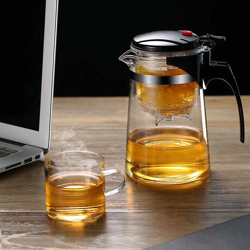 Teapot With Infuser Thickened Glass Heated Resistant Tea Pot One-button Filtering Tea Separation Kettle Chinese Gung Fu Teawear