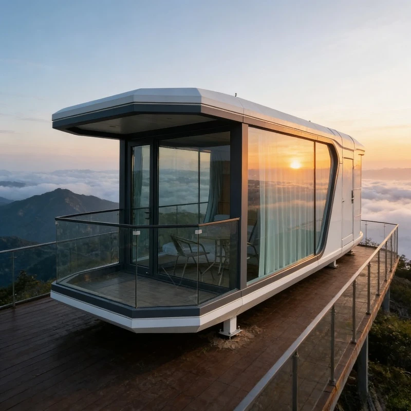 

New Design Prefab Space Capsule 2 Bedroom Living Room Kitchen Portable Luxury Villa For Camping Resort Hotel