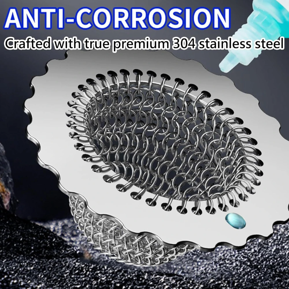 Kitchen Sink Drain Filter Stainless Steel Mesh Filter Anti-clogging Garbage Disposal Cover Kitchen Drains & Strainers