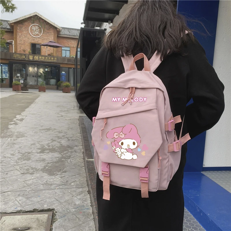 Sanrio Plush Toy My Melody Backpack Children Girl Boy Black Blue Schoolbag Kawaii Student School Bag Laptops Rucksack Large Gift