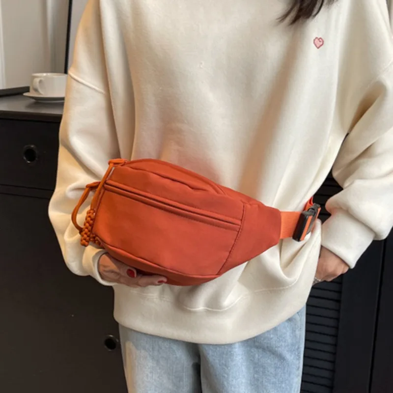 Saco de cintura portátil estilo coreano para mulheres, bolsa de lona, bolsa de ombro, esportes, lazer, novo