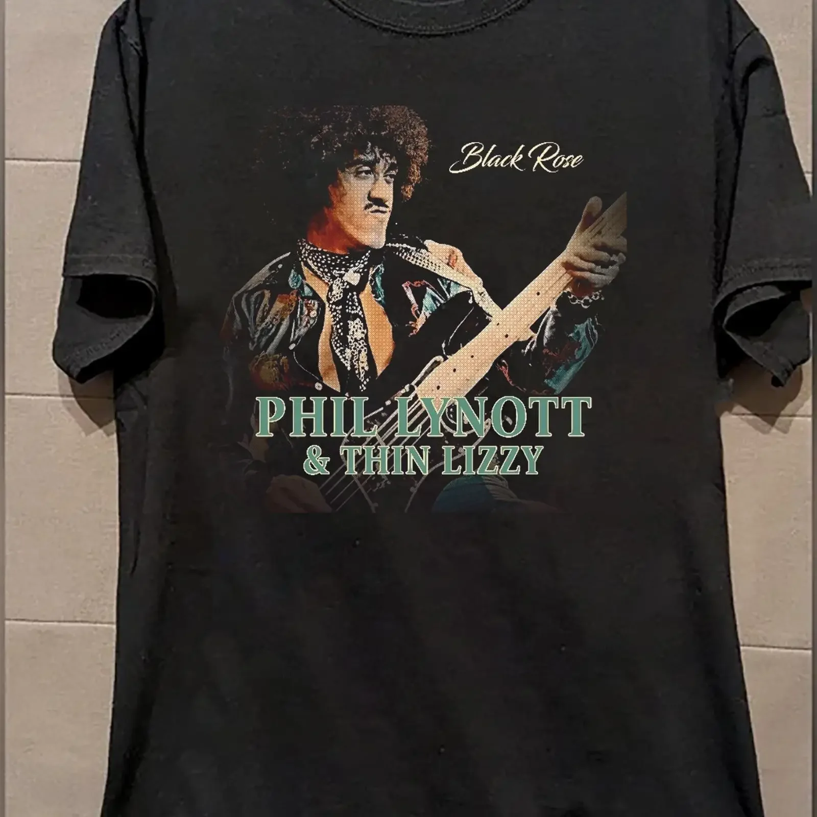 Phil Lynott And Thin Lizzy Camisa negra rosa de algodón S 5XL unisex CL71 vintage Lavada Transpirable Unisex Elegante Cómoda