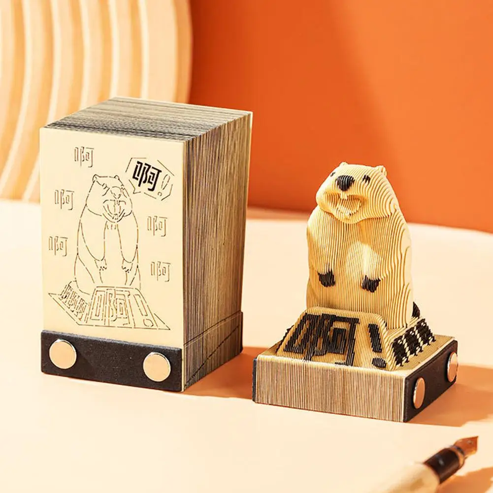2026 Anno Calendario Creativo 3D Note di carta Blocco note Regalo Intaglio Coniglietto Orso Calendario Casa di carta Squalo Arte Scultura carina C9O7