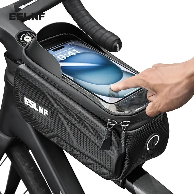 ESLNF Touch Screen Bike Pouch Top Tube Hard Case Waterproof Front Frame Phone EVA Bicycle