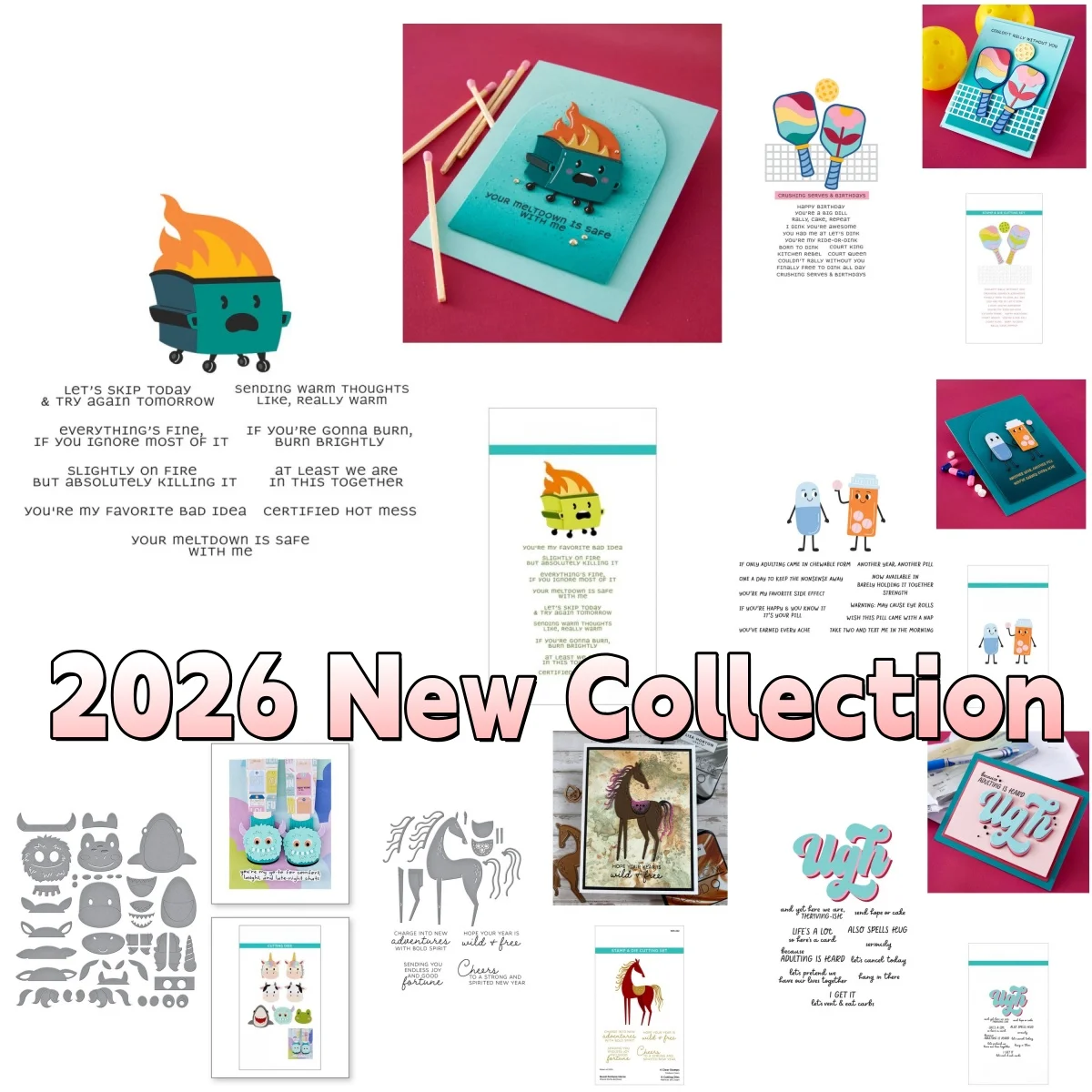 

Dumpster Fire Horse Clear Stamps and Metal Cutting Dies For DIY Scrapbook Decoration Embossing Template 2026 New Collection