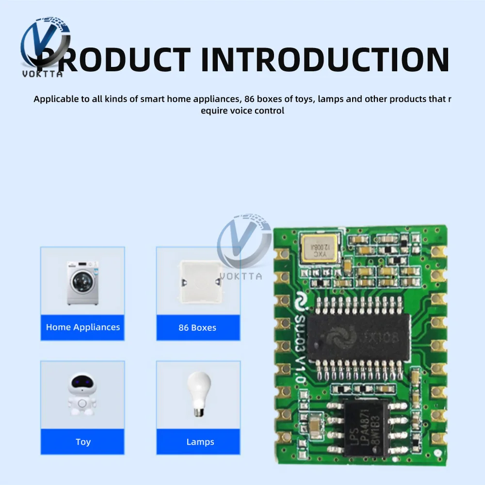 SU-03T AI Intelligent Voice Recognition Module Offline Voice Control Module Voice Recognition Chip Control Module for Smart Home