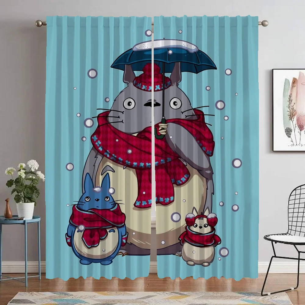 

Totoros Curtains for Living Room Curtain for Room 2 Panel Shades Partition Halloween Decoration Kitchen Blackout Elegant Camera