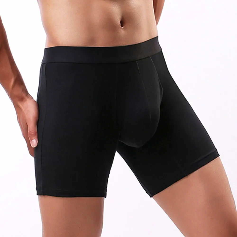 

Mens Cotton Solid Long Leg Breathable Sports Sexy Game Train Men Tight Briefs Knickers Solid Color Stretch Soft Underpants